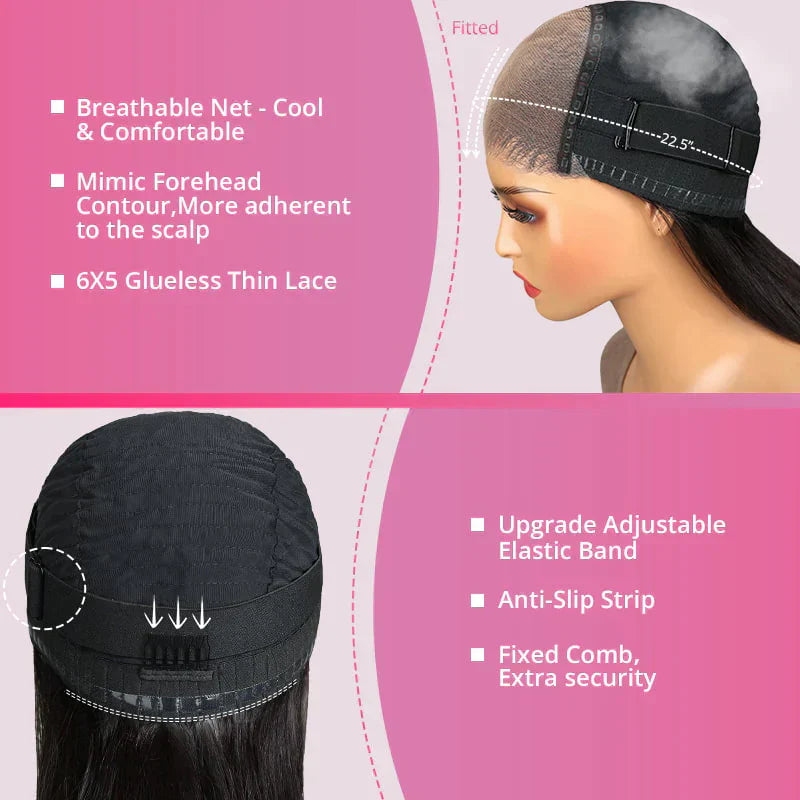6x5 Pre-cut Glueless Wig - Body wave